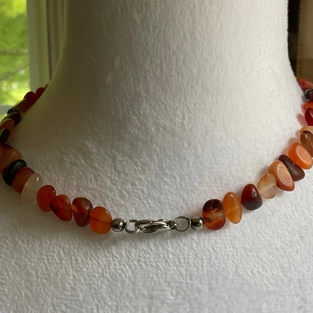 Handmade Carnelian Necklace 17”